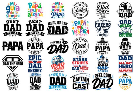 Colorful Dad Quotes SVG Bundle: A Vibrant Design Freebie for Creative Marketers