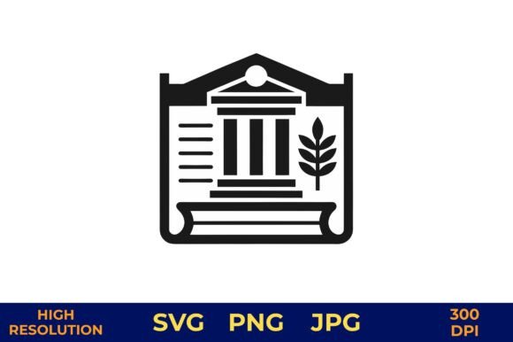 Courthouse Icon with Pillars and Laurel – A Versatile Graphic Freebie for Digital Creators