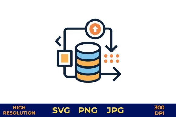 Digital Data Export from Database Icon: A Premium Graphic Freebie for Modern Branding
