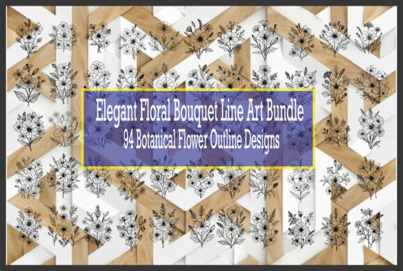 Elegant Floral Bouquet Line Art for Small Business Branding