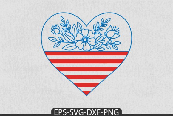 Floral Patriotic Heart SVG USA Flag PNG: A Versatile Graphic Design Asset for Crafts and Branding