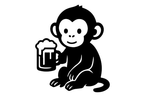 Free Monkey Holding Beer Glass Clipart for Crafts & Graphics