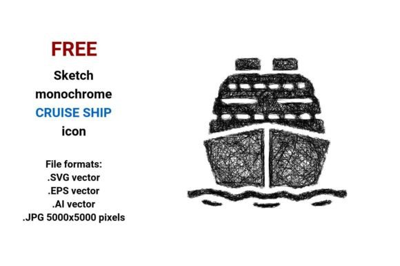 FREE Sketch Cruise Ship Icon: A Versatile Graphic Design Asset for Bloggers and Publishers