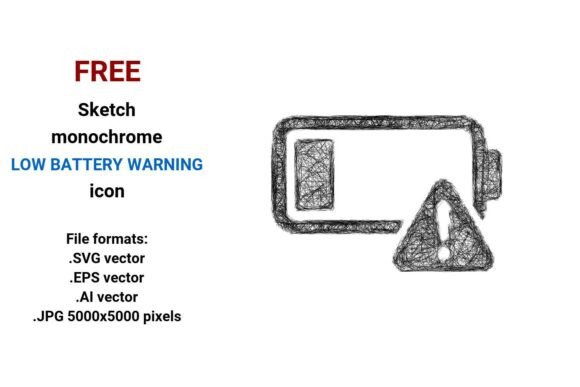 FREE Sketch Low Battery Warning Icon: A Versatile Graphic for Digital Sellers
