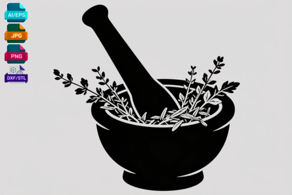 Mortar and Pestle Herb SVG Cut File: A Design Asset for Crafts and Brand Elegance
