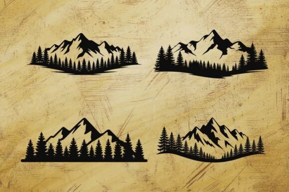 Mountain Pine Tree Silhouette SVG Bundle for Crafts and Graphics