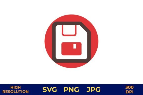 Red Save Button Icon Vector Design Review for Embroidery Projects