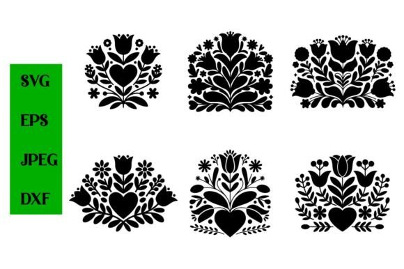 Scandinavian Folk Art Floral SVG Bundle for Crafts and Graphics