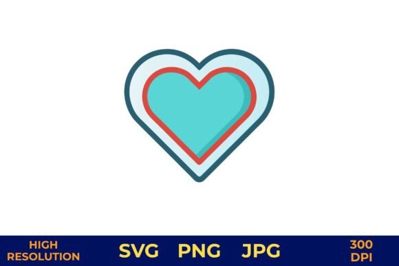 Teal and Red Heart Vector Icon Design: A Powerful Graphic Freebie for Content Creators